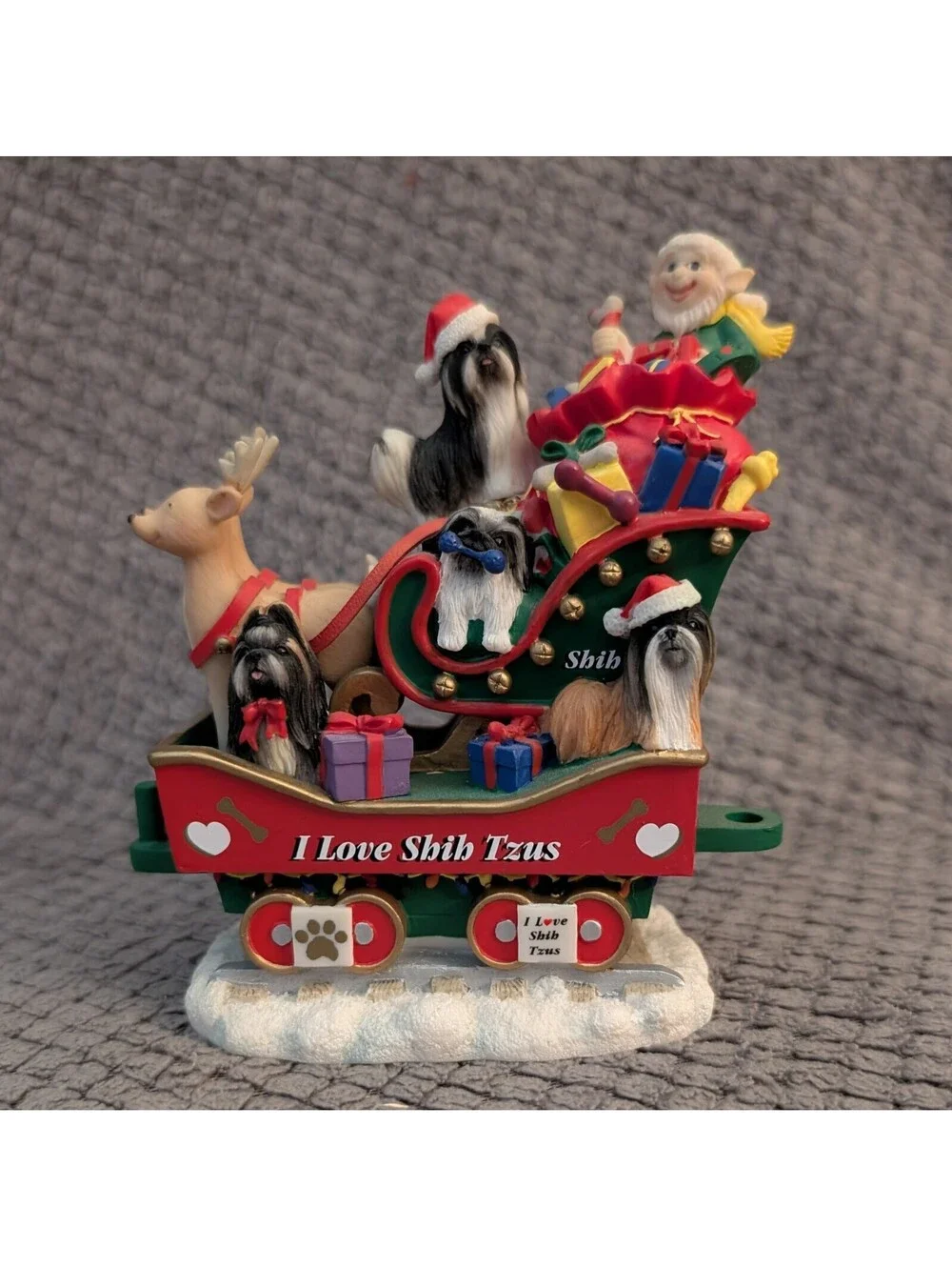 Danbury Mint Shih Tzu Christmas Express 7Piece Holiday Train Set Dog Collectible